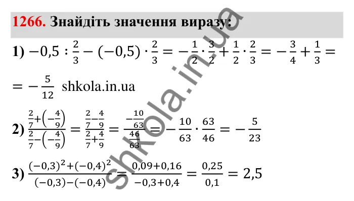 Завдання № 1266 Відповідь до завдання 1266 (с. 169) з математики для 6 класу (Мерзляк, 2023), частина 2: § 4. Раціональні числа і дії з ними. 44. Графіки