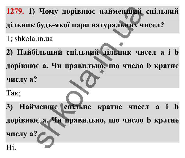 Завдання № 1279 Відповідь до завдання 1279 (с. 178) з математики для 6 класу (Мерзляк, 2023), частина 2: Вправи для повторення за курс 6 класу