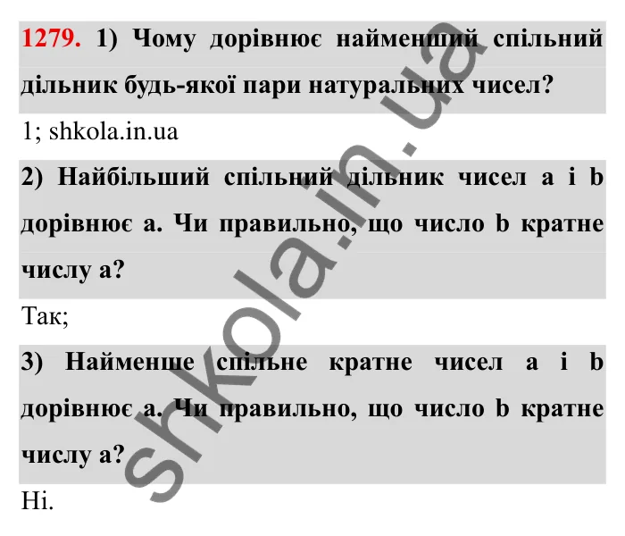 Завдання № 1279 Відповідь до завдання 1279 (с. 178) з математики для 6 класу (Мерзляк, 2023), частина 2: Вправи для повторення за курс 6 класу