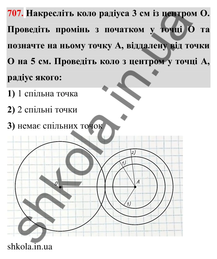 Завдання № 707 Відповідь до завдання 707 (с. 10) з математики для 6 класу (Мерзляк, 2023), частина 2: § 3. Відношення і пропорції (продовження). 23. Коло і круг