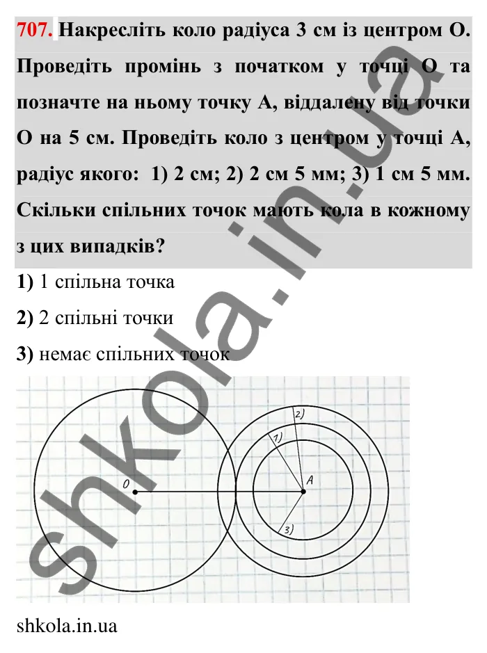 Завдання № 707 Відповідь до завдання 707 (с. 10) з математики для 6 класу (Мерзляк, 2023), частина 2: § 3. Відношення і пропорції (продовження). 23. Коло і круг