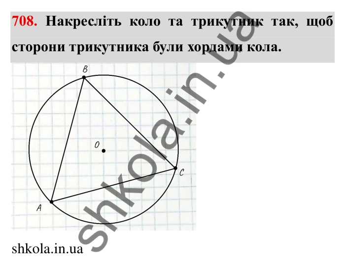 Завдання № 708 Відповідь до завдання 708 (с. 10) з математики для 6 класу (Мерзляк, 2023), частина 2: § 3. Відношення і пропорції (продовження). 23. Коло і круг