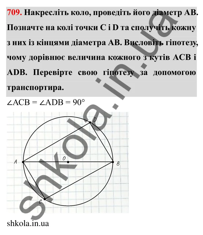 Завдання № 709 Відповідь до завдання 709 (с. 10) з математики для 6 класу (Мерзляк, 2023), частина 2: § 3. Відношення і пропорції (продовження). 23. Коло і круг