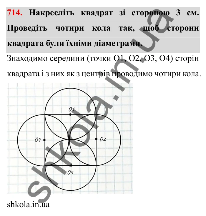 Завдання № 714 Відповідь до завдання 714 (с. 11) з математики для 6 класу (Мерзляк, 2023), частина 2: § 3. Відношення і пропорції (продовження). 23. Коло і круг