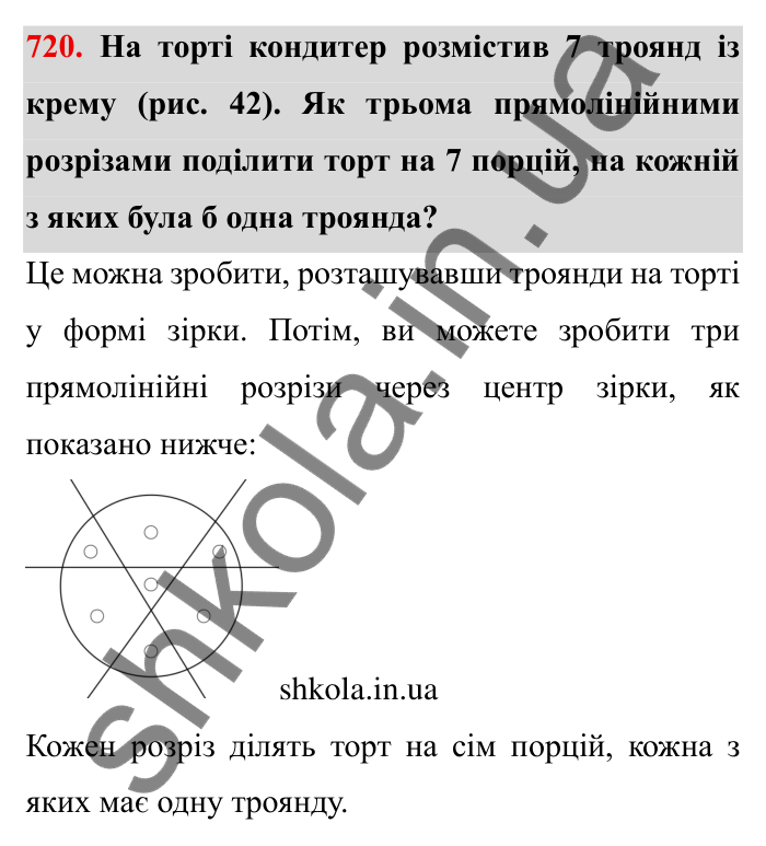 Завдання № 720 Відповідь до завдання 720 (с. 12) з математики для 6 класу (Мерзляк, 2023), частина 2: § 3. Відношення і пропорції (продовження). 23. Коло і круг