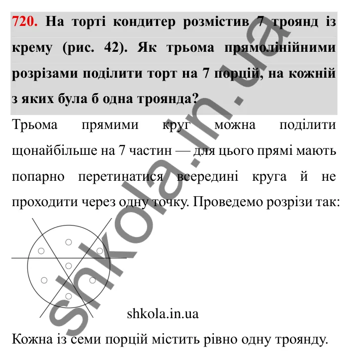 Завдання № 720 Відповідь до завдання 720 (с. 12) з математики для 6 класу (Мерзляк, 2023), частина 2: § 3. Відношення і пропорції (продовження). 23. Коло і круг