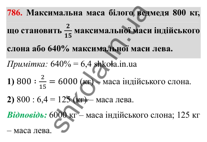 Завдання № 786 Відповідь до завдання 786 (с. 37) з математики для 6 класу (Мерзляк, 2023), частина 2: § 3. Відношення і пропорції (продовження). 26. Діаграми