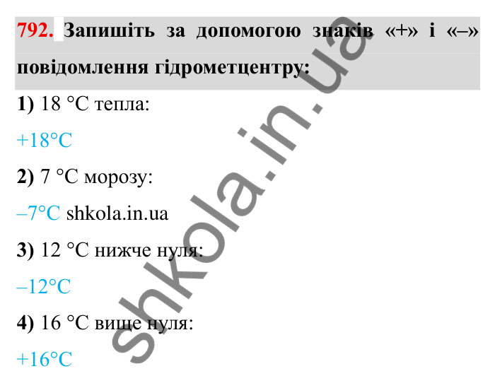 Завдання № 792 Відповідь до завдання 792 (с. 46) з математики для 6 класу (Мерзляк, 2023), частина 2: § 4. Раціональні числа і дії з ними. 27. Додатні і від’ємні числа