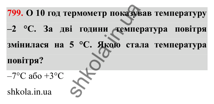 Завдання № 799 Відповідь до завдання 799 (с. 48) з математики для 6 класу (Мерзляк, 2023), частина 2: § 4. Раціональні числа і дії з ними. 27. Додатні і від’ємні числа