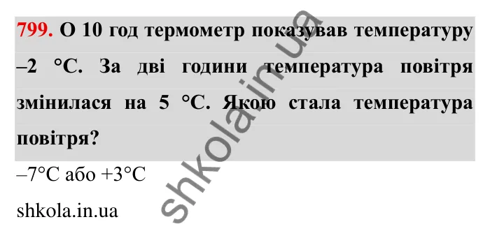 Завдання № 799 Відповідь до завдання 799 (с. 48) з математики для 6 класу (Мерзляк, 2023), частина 2: § 4. Раціональні числа і дії з ними. 27. Додатні і від’ємні числа