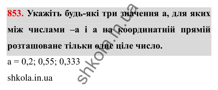 Завдання № 853 Відповідь до завдання 853 (с. 60) з математики для 6 класу (Мерзляк, 2023), частина 2: § 4. Раціональні числа і дії з ними. 29. Цілі числа. Раціональні числа