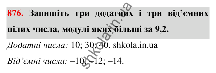 Завдання № 876 Відповідь до завдання 876 (с. 68) з математики для 6 класу (Мерзляк, 2023), частина 2: § 4. Раціональні числа і дії з ними. 30. Модуль числа