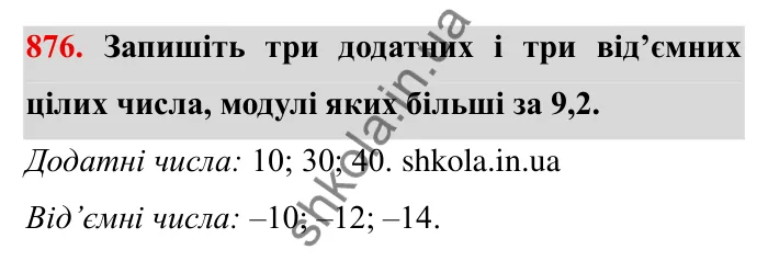 Завдання № 876 Відповідь до завдання 876 (с. 68) з математики для 6 класу (Мерзляк, 2023), частина 2: § 4. Раціональні числа і дії з ними. 30. Модуль числа