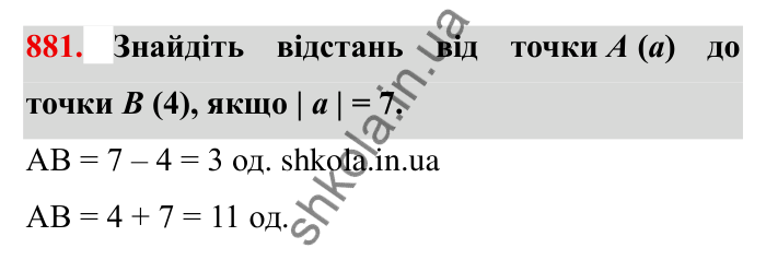 Завдання № 881 Відповідь до завдання 881 (с. 68) з математики для 6 класу (Мерзляк, 2023), частина 2: § 4. Раціональні числа і дії з ними. 30. Модуль числа