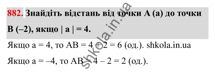 Завдання № 882 Відповідь до завдання 882 (с. 68) з математики для 6 класу (Мерзляк, 2023), частина 2: § 4. Раціональні числа і дії з ними. 30. Модуль числа