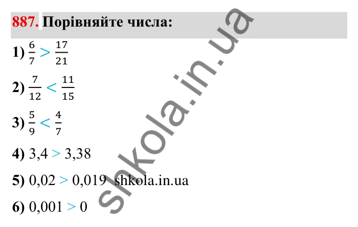 Завдання № 887 Відповідь до завдання 887 (с. 69) з математики для 6 класу (Мерзляк, 2023), частина 2: § 4. Раціональні числа і дії з ними. 30. Модуль числа