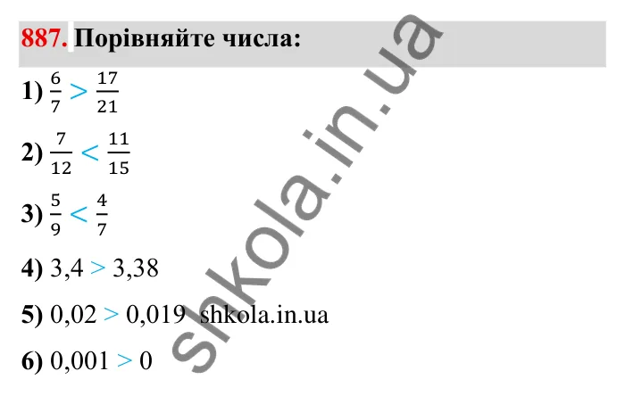 Завдання № 887 Відповідь до завдання 887 (с. 69) з математики для 6 класу (Мерзляк, 2023), частина 2: § 4. Раціональні числа і дії з ними. 30. Модуль числа