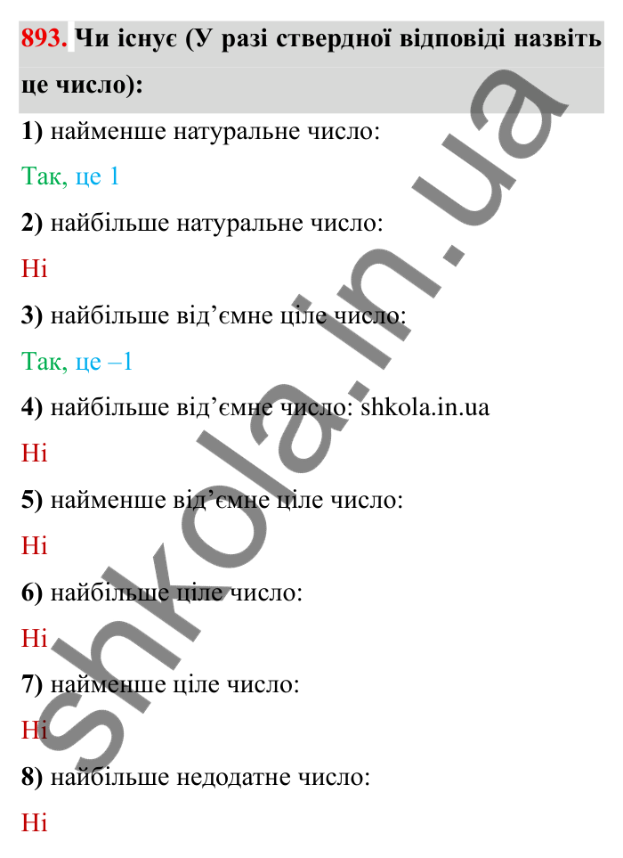 Завдання № 893 Відповідь до завдання 893 (с. 72) з математики для 6 класу (Мерзляк, 2023), частина 2: § 4. Раціональні числа і дії з ними. 31. Порівняння чисел