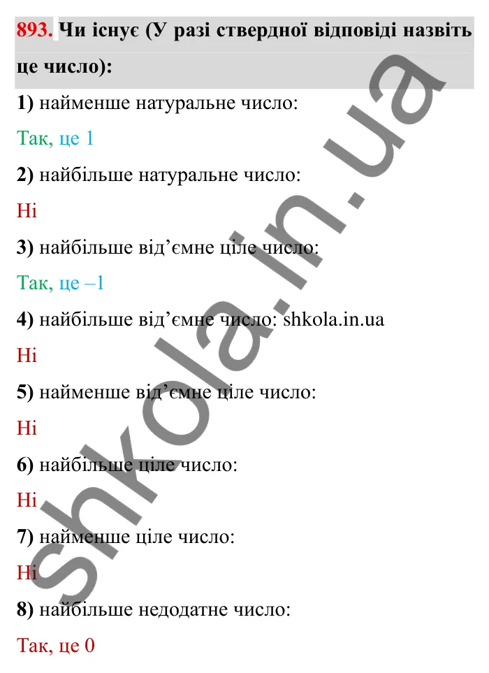 Завдання № 893 Відповідь до завдання 893 (с. 72) з математики для 6 класу (Мерзляк, 2023), частина 2: § 4. Раціональні числа і дії з ними. 31. Порівняння чисел