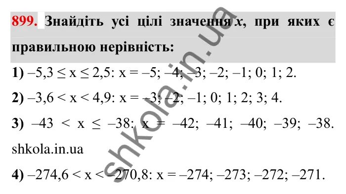 Завдання № 899 Відповідь до завдання 899 (с. 73) з математики для 6 класу (Мерзляк, 2023), частина 2: § 4. Раціональні числа і дії з ними. 31. Порівняння чисел
