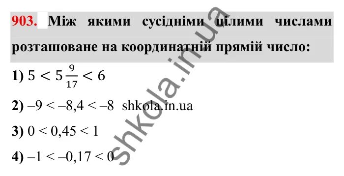 Завдання № 903 Відповідь до завдання 903 (с. 73) з математики для 6 класу (Мерзляк, 2023), частина 2: § 4. Раціональні числа і дії з ними. 31. Порівняння чисел