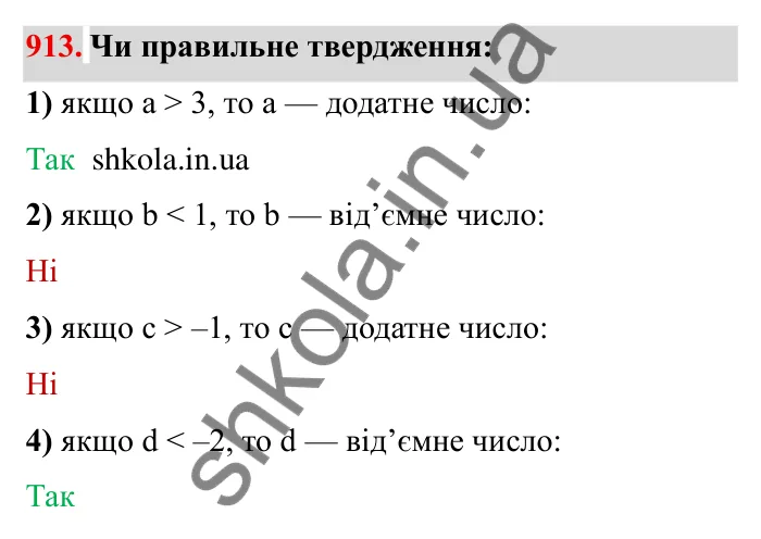 Завдання № 913 Відповідь до завдання 913 (с. 75) з математики для 6 класу (Мерзляк, 2023), частина 2: § 4. Раціональні числа і дії з ними. 31. Порівняння чисел