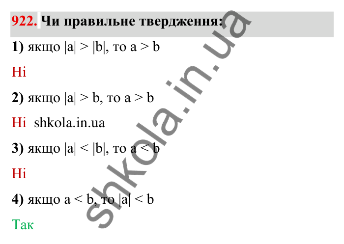 Завдання № 922 Відповідь до завдання 922 (с. 76) з математики для 6 класу (Мерзляк, 2023), частина 2: § 4. Раціональні числа і дії з ними. 31. Порівняння чисел