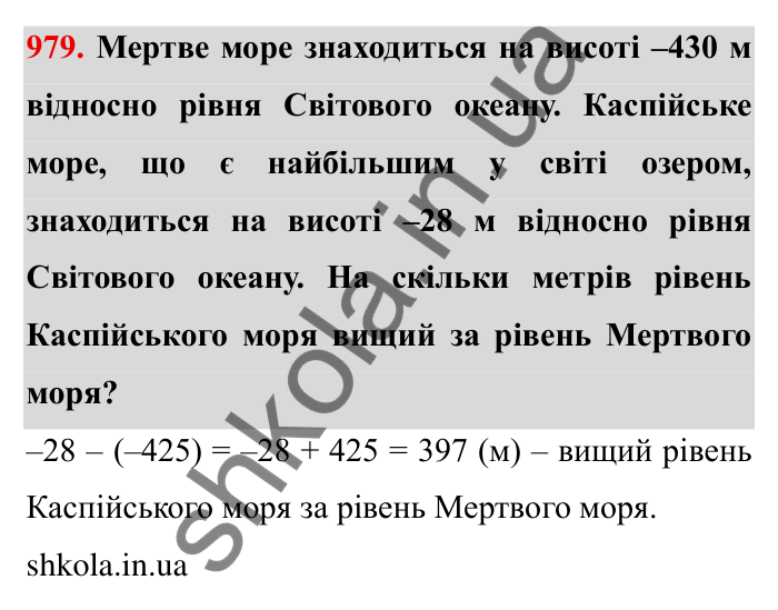 Завдання № 979 Відповідь до завдання 979 (с. 92) з математики для 6 класу (Мерзляк, 2023), частина 2: § 4. Раціональні числа і дії з ними. 34. Віднімання раціональних чисел