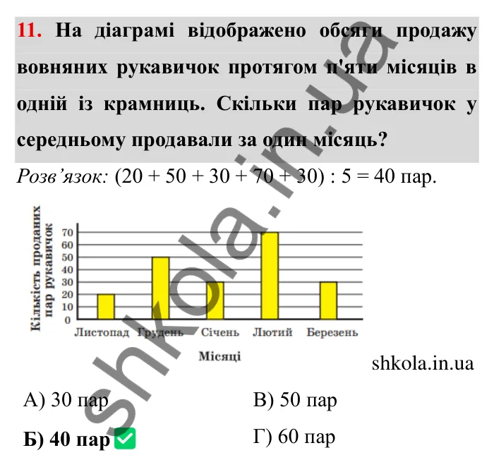 Перевірте себе № 4, завдання 11 Відповідь до завдання 11 тестової роботи «Перевірте себе» № 4 (с. 40) з математики для 6 класу (Мерзляк, 2023), частина 2: § 3. Відношення і пропорції (продовження)