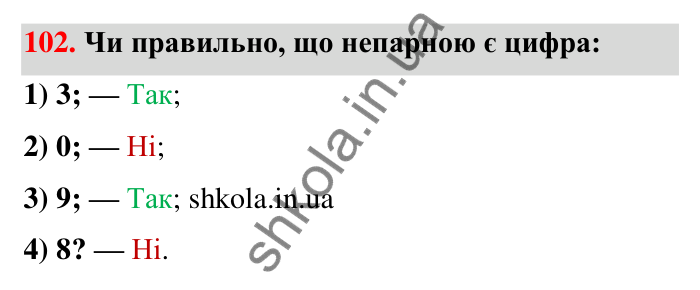 Відповідь до завдання 102 (с. 24) з математики для 6 класу (Тарасенкова, 2023), частина 1: 2. Ознаки подільності на 2, 10 і 5
