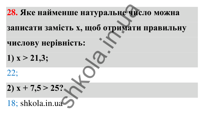 Відповідь до завдання 28 (с. 8) з математики для 6 класу (Тарасенкова, 2023), частина 1: Величини. Сюжетні задачі