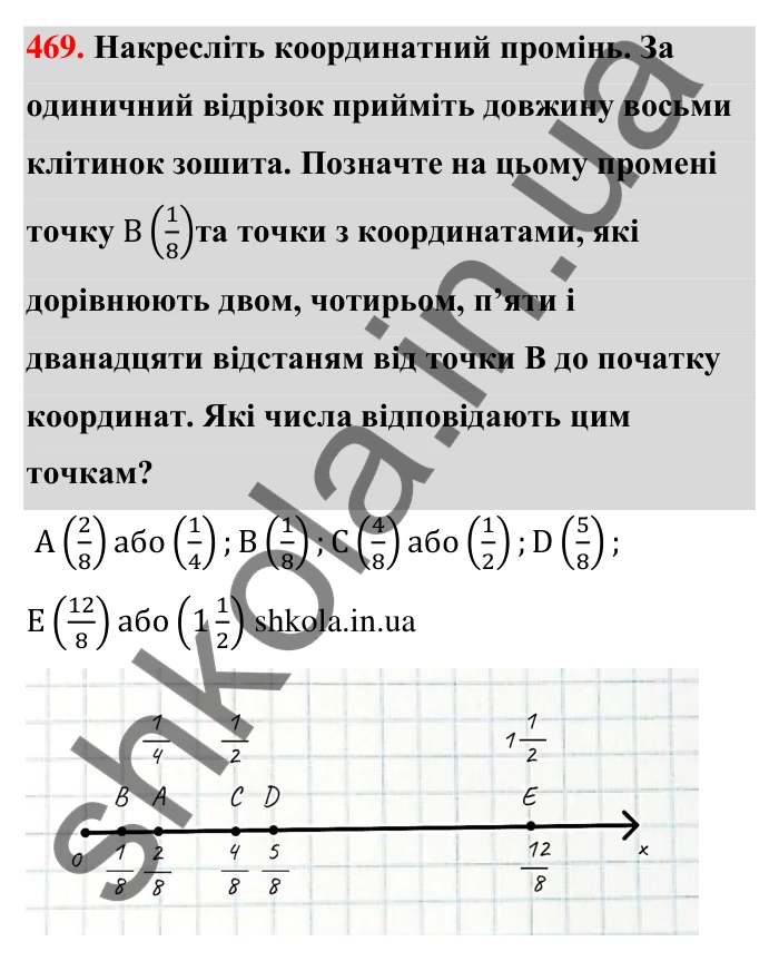 Відповідь до завдання 469 (с. 99) з математики для 6 класу (Тарасенкова, 2023), частина 1: 9. Множення дробів. Знаходження дробу від числа