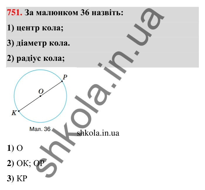Відповідь до завдання 751 (с. 176) з математики для 6 класу (Тарасенкова, 2023), частина 1: 16. Коло і круг. Круговий сектор