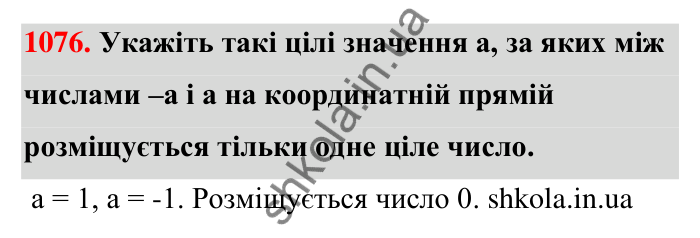 Завдання 1076 Відповідь до завдання 1076 (с. 43) з математики для 6 класу (Тарасенкова, 2023), частина 2: 22. Цілі числа. Раціональні числа