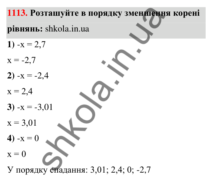 Завдання 1113 Відповідь до завдання 1113 (с. 51) з математики для 6 класу (Тарасенкова, 2023), частина 2: 23. Порівняння раціональних чисел