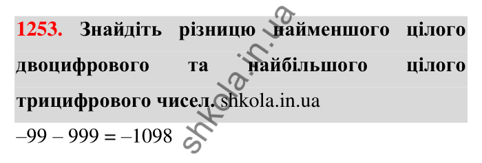 Завдання 1253 Відповідь до завдання 1253 (с. 79) з математики для 6 класу (Тарасенкова, 2023), частина 2: 25. Віднімання раціональних чисел