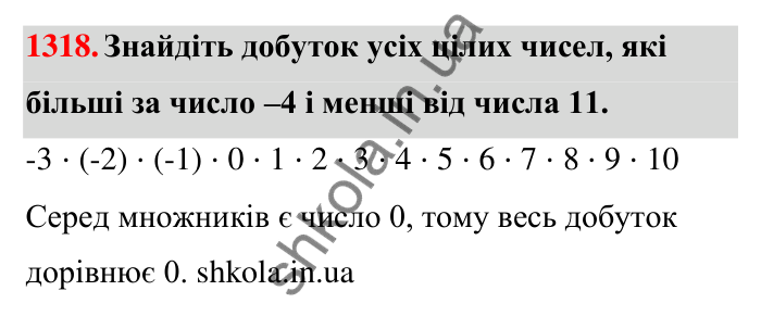 Завдання 1318 Відповідь до завдання 1318 (с. 93) з математики для 6 класу (Тарасенкова, 2023), частина 2: 26. Множення раціональних чисел