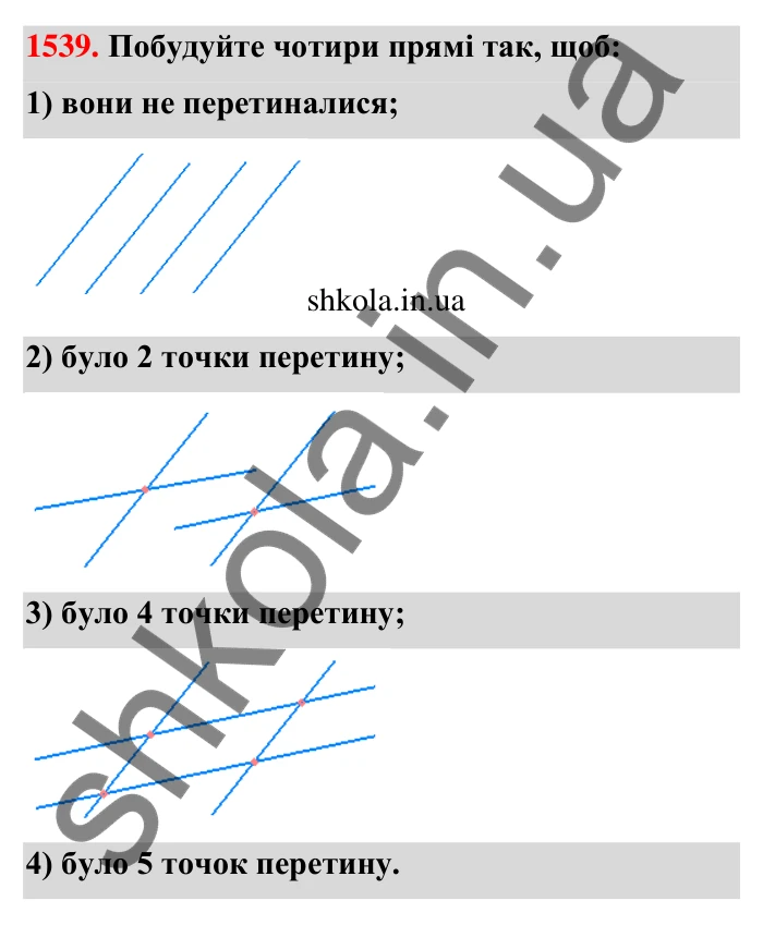 Завдання 1539 Відповідь до завдання 1539 (с. 146) з математики для 6 класу (Тарасенкова, 2023), частина 2: 31. Перпендикулярні та паралельні прямі