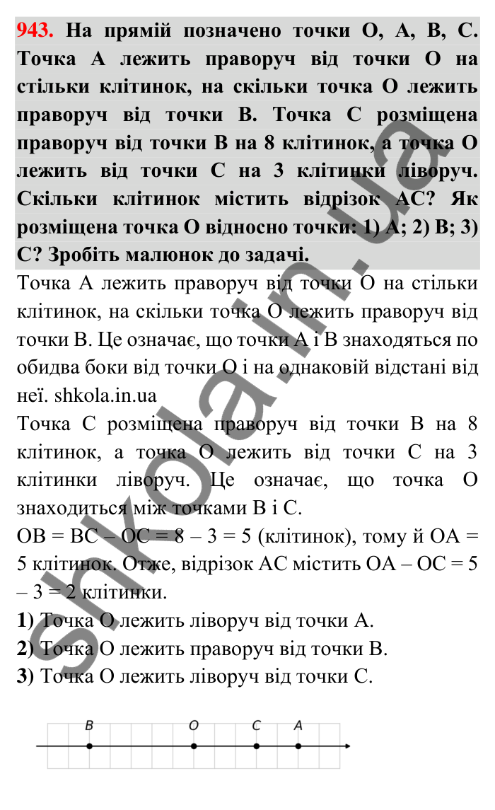 Завдання 943 Відповідь до завдання 943 (с. 12) з математики для 6 класу (Тарасенкова, 2023), частина 2: 19. Додатні та від’ємні числа. Число нуль