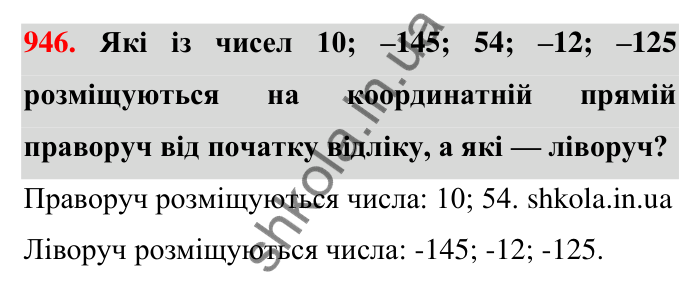 Завдання 946 Відповідь до завдання 946 (с. 16) з математики для 6 класу (Тарасенкова, 2023), частина 2: 20. Координатна пряма