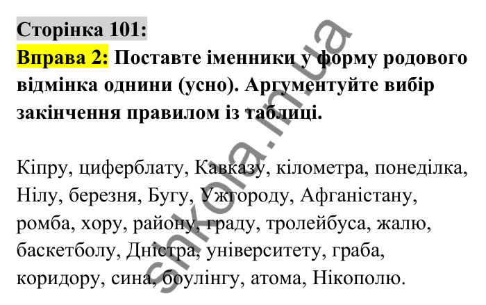 Відповідь до вправи 2 сторінка 101 ГДЗ Українська мова 6 клас Авраменко 2023