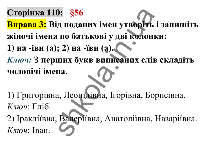 Відповідь до вправи 3 сторінка 110 ГДЗ Українська мова 6 клас Авраменко 2023