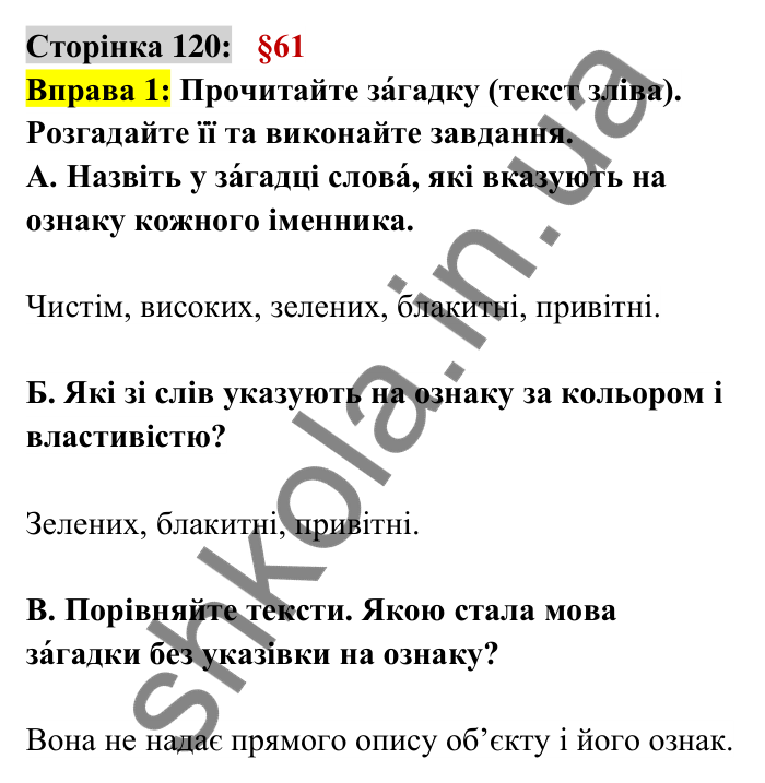Відповідь до вправи 1 сторінка 120 ГДЗ Українська мова 6 клас Авраменко 2023