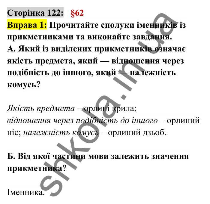 Відповідь до вправи 1 сторінка 122 ГДЗ Українська мова 6 клас Авраменко 2023