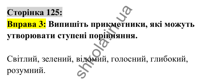 Відповідь до вправи 3 сторінка 125 ГДЗ Українська мова 6 клас Авраменко 2023