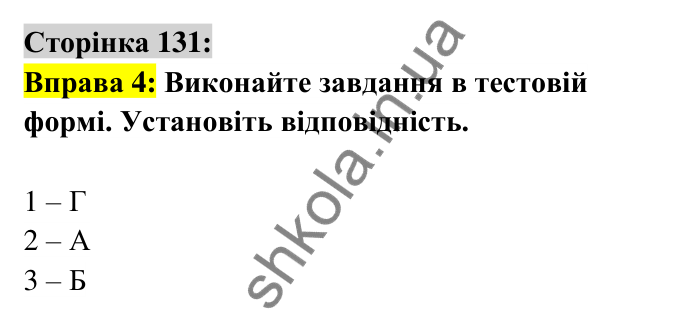 Відповідь до вправи 4 сторінка 131 ГДЗ Українська мова 6 клас Авраменко 2023