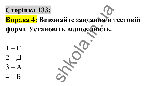 Відповідь до вправи 4 сторінка 133 ГДЗ Українська мова 6 клас Авраменко 2023