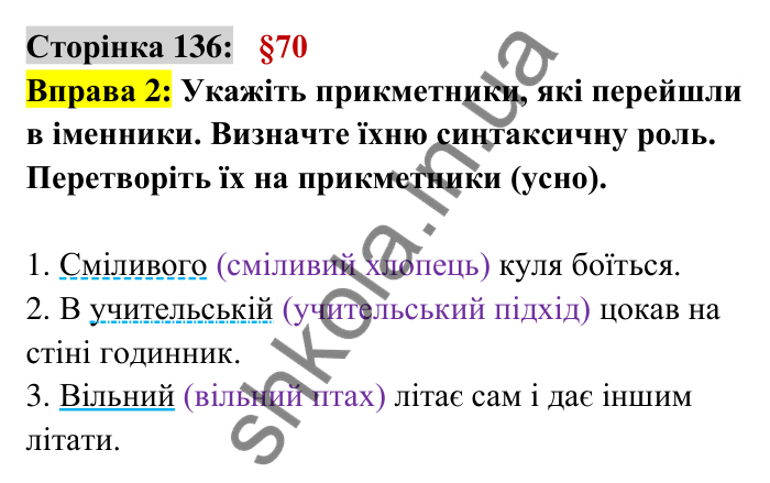 Відповідь до вправи 2 сторінка 136 ГДЗ Українська мова 6 клас Авраменко 2023