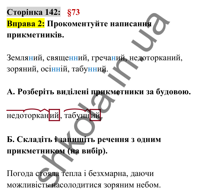 Відповідь до вправи 2 сторінка 142 ГДЗ Українська мова 6 клас Авраменко 2023