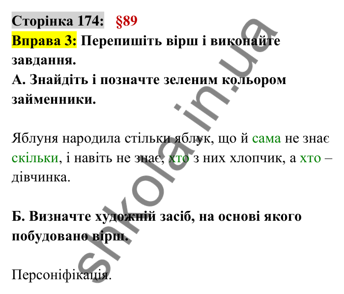 Відповідь до вправи 3 сторінка 174 ГДЗ Українська мова 6 клас Авраменко 2023